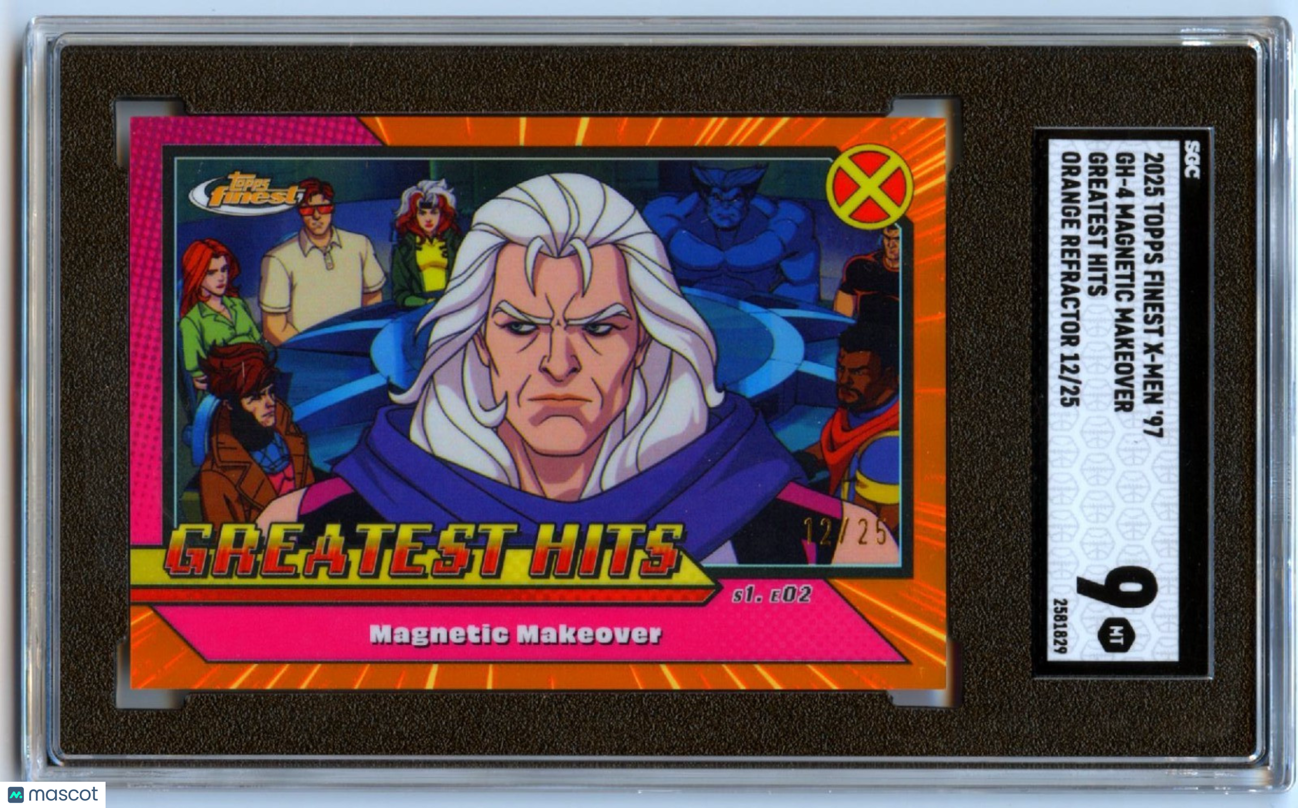 Magnetic Makeover 2025 Topps Finest X-Men Orange Refractor 12/25 SGC 9