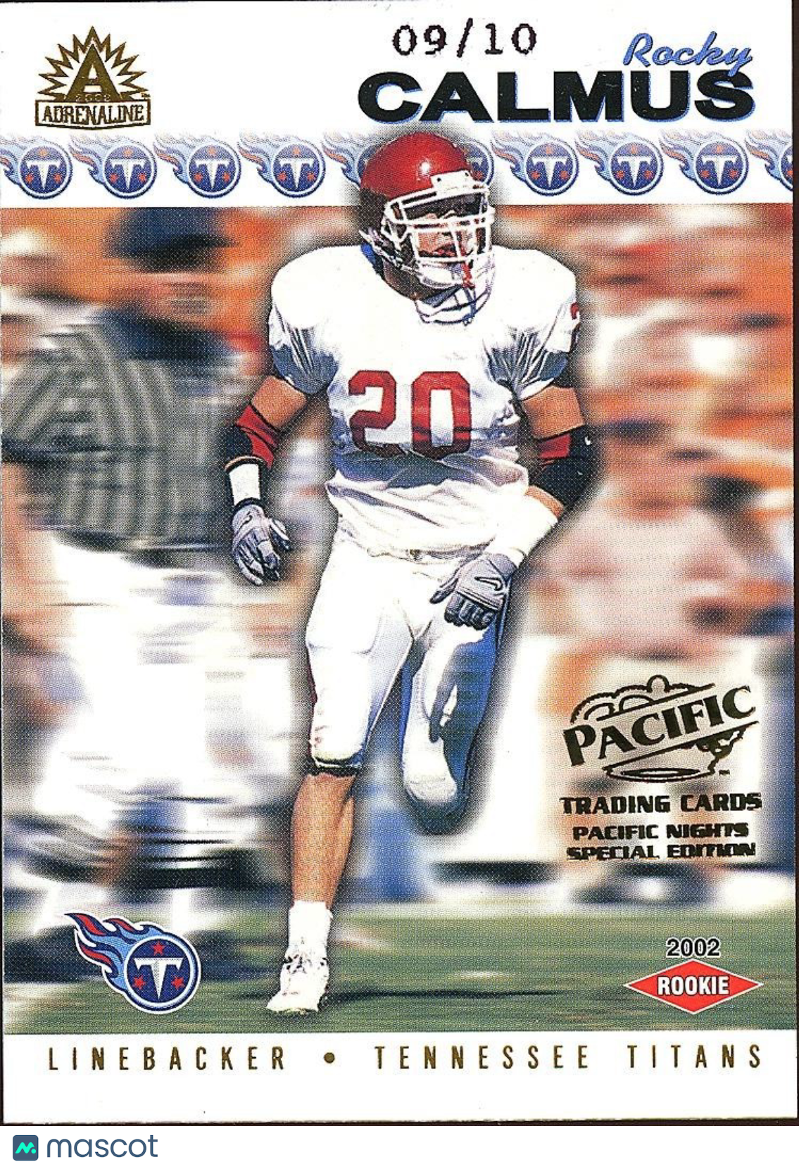 Rocky Calmus 2002 Pacific Special Rookie RC SSP Oklahoma Sooners Titans 9/10