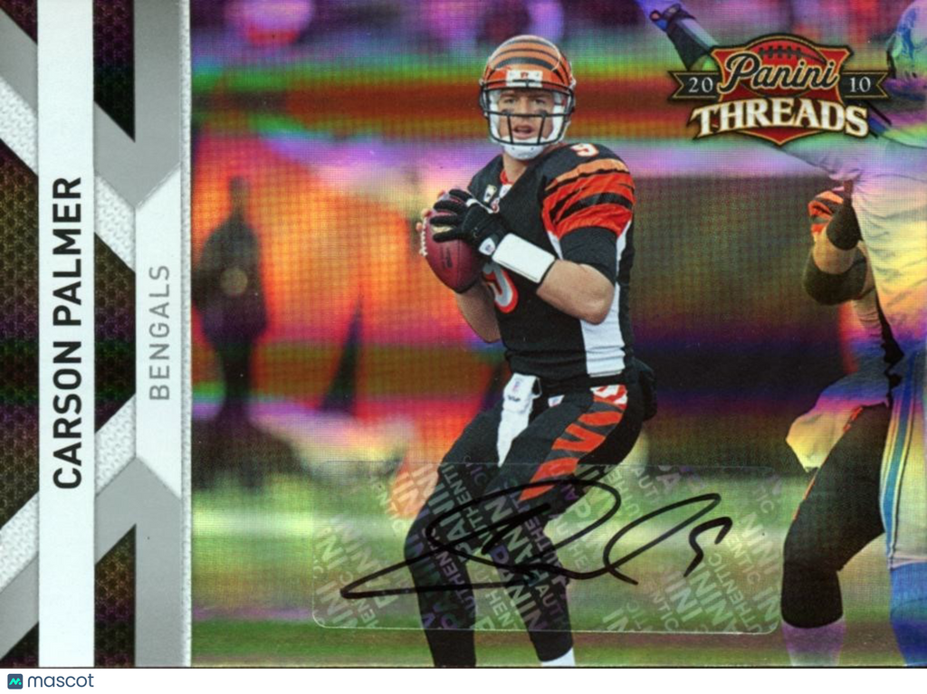 Carson Palmer 2010 Panini Threads Auto Autograph JERSEY NUMBER Bengals 9/10