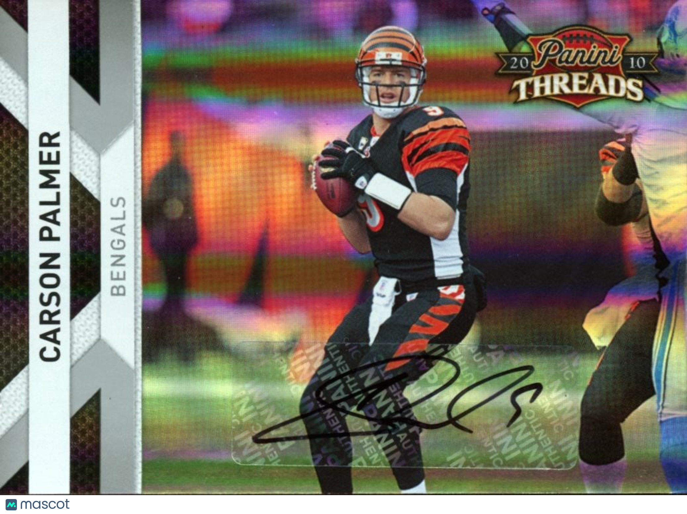 Carson Palmer 2010 Panini Threads Auto Autograph JERSEY NUMBER Bengals 9/10