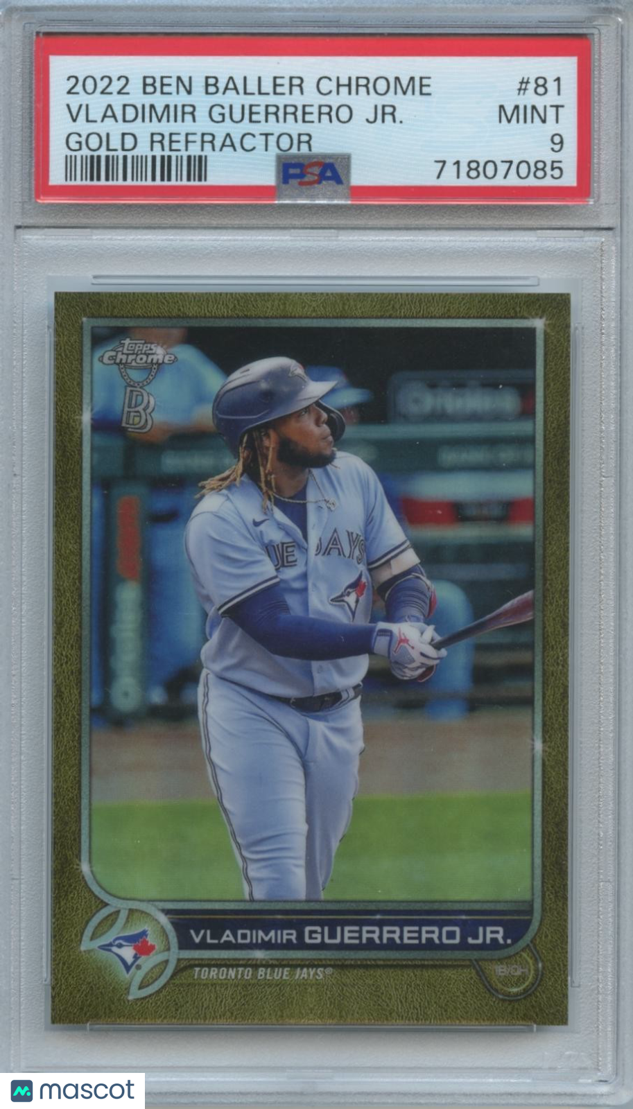 Vladimir Guerrero Jr. 2022 Ben Baller Chrome GOLD Refractor Blue Jays /50 PSA 9