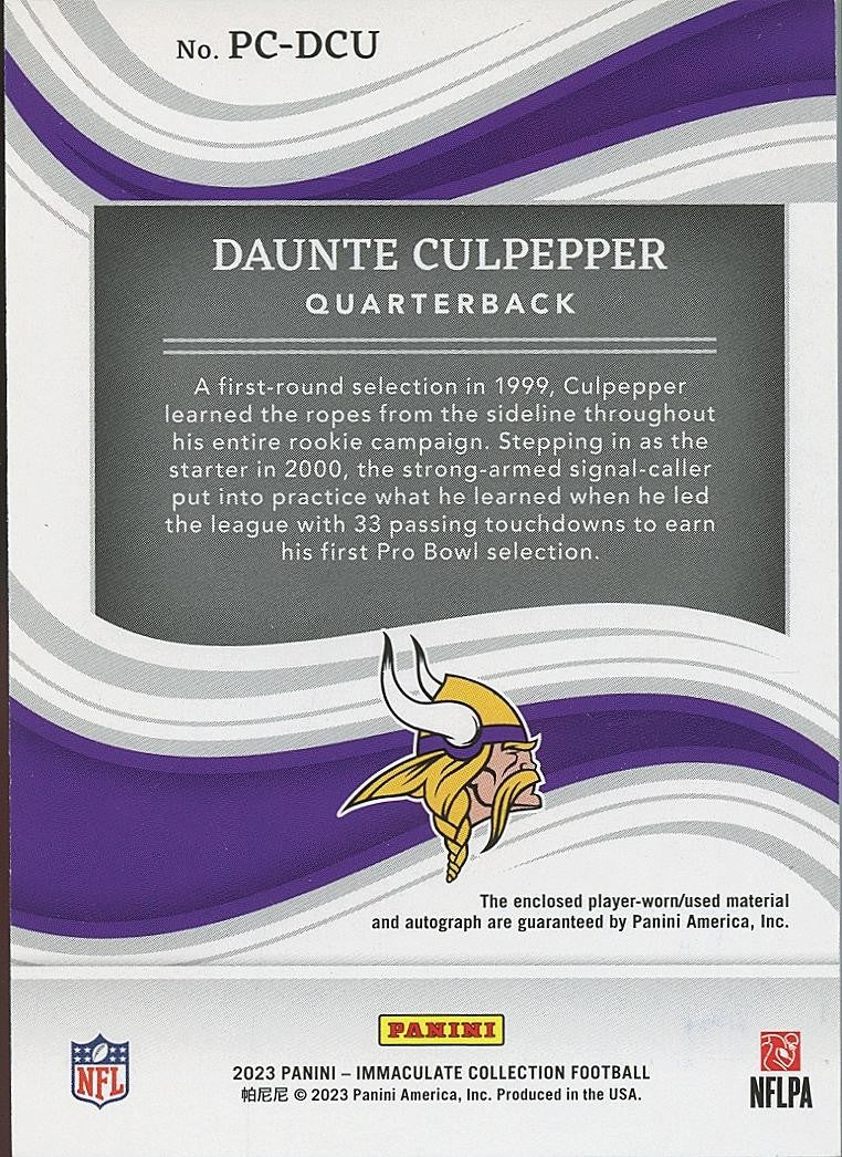 Daunte Culpepper 2023 Immaculate Auto Autograph Jersey Patch Vikings 79/99