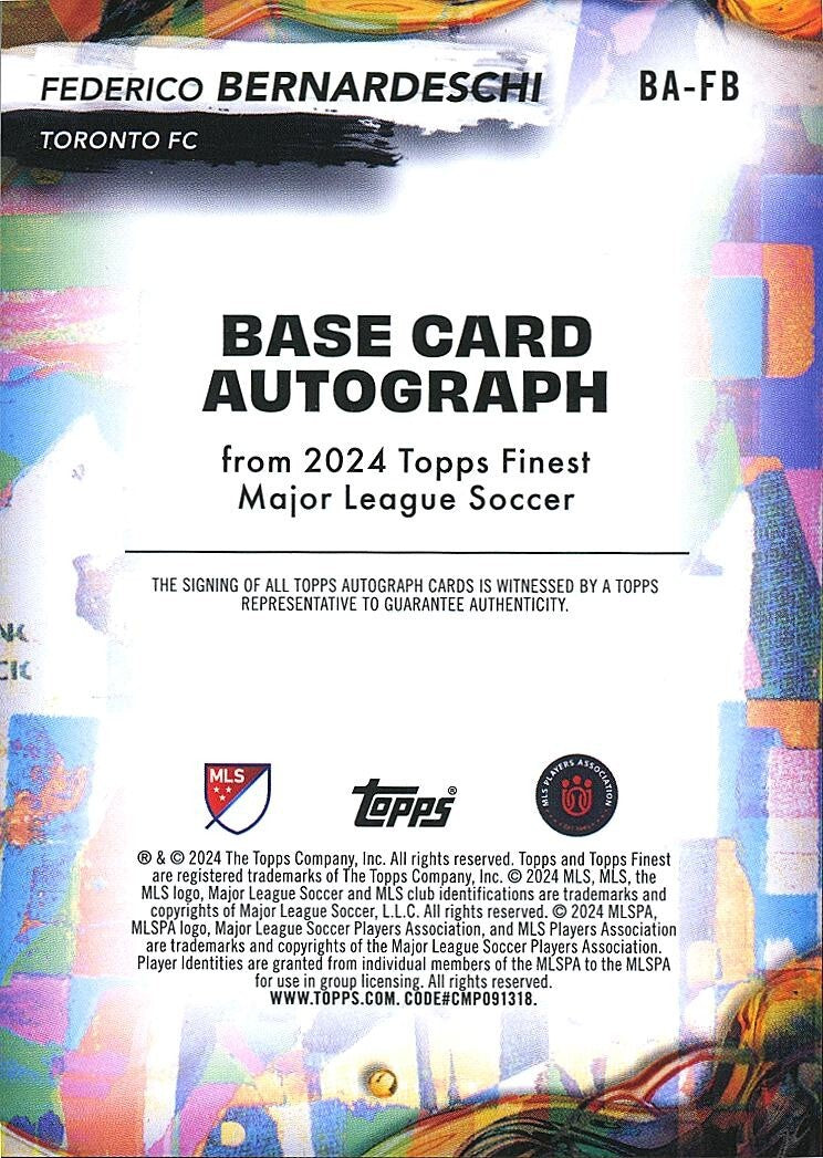 Federico Bernardeschi 2024 Topps Finest Orange Auto Autograph Toronto 12/25
