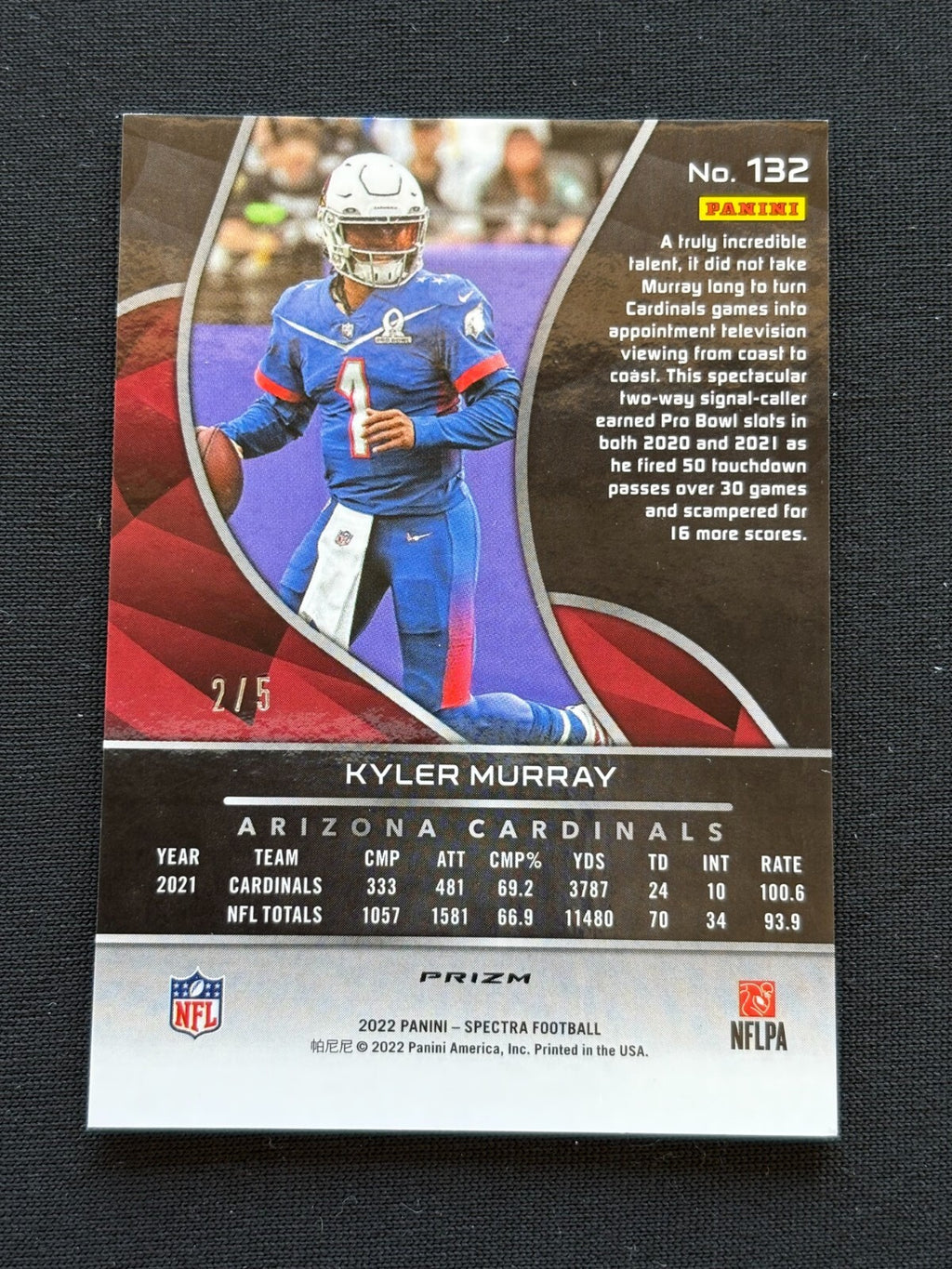 Kyler Murray 2022 Spectra Psychedelic Prizm SSP Arizona Cardinals Sooners 2/5