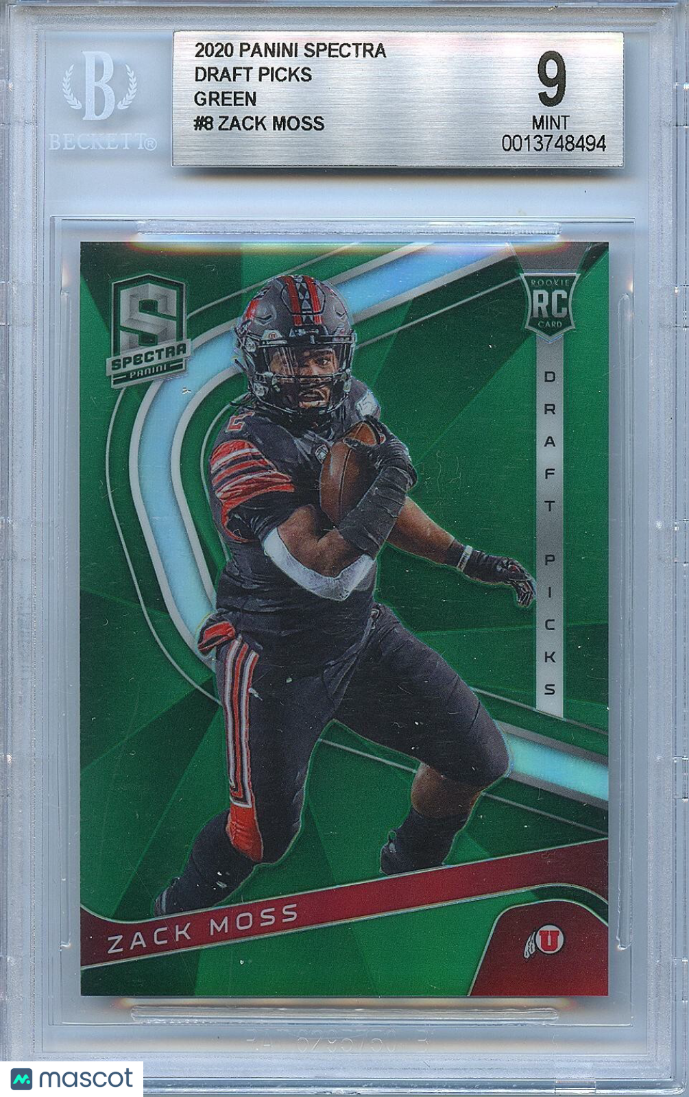 Zack Moss 2020 Spectra Emerald Green Prizm SSP Rookie RC Utah Bengals 3/5 BGS 9