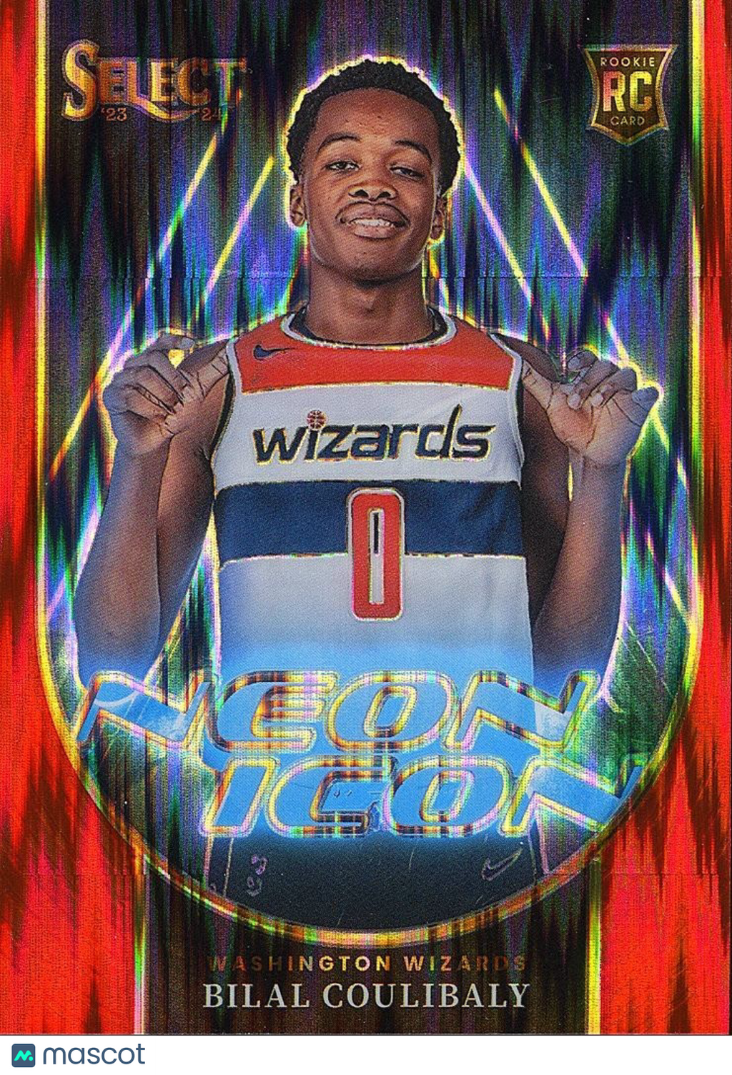 Bilal Coulibaly 2023-24 Select Neon Icons Red Rookie RC 67/99 Wizards