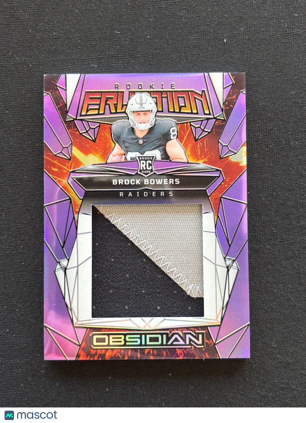 Brock Bowers 2024 Obsidian Purple 2 Color Jersey Patch RC Las Vegas Raiders /49