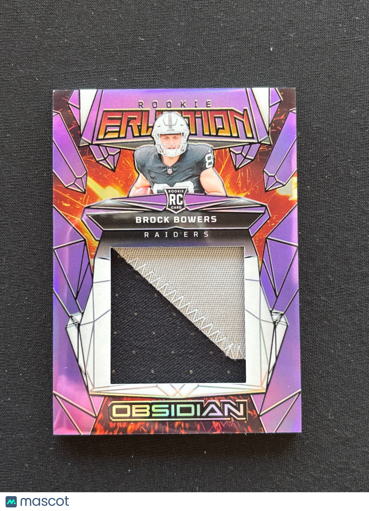 Brock Bowers 2024 Obsidian Purple 2 Color Jersey Patch RC Las Vegas Raiders /49