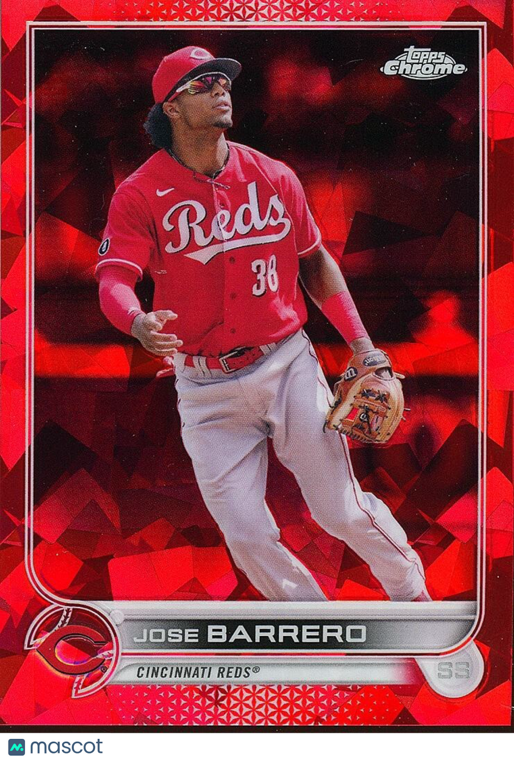 Jose Barrero 2022 Topps Chrome Sapphire Red Refractor SSP Cincinnati Reds 2/5