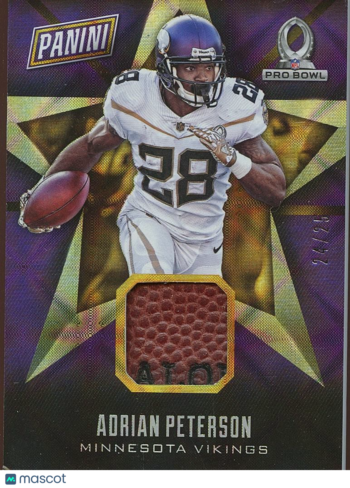 Adrian Peterson 2016 Panini Day Game Used Football Pro Bowl Vikings 24/25