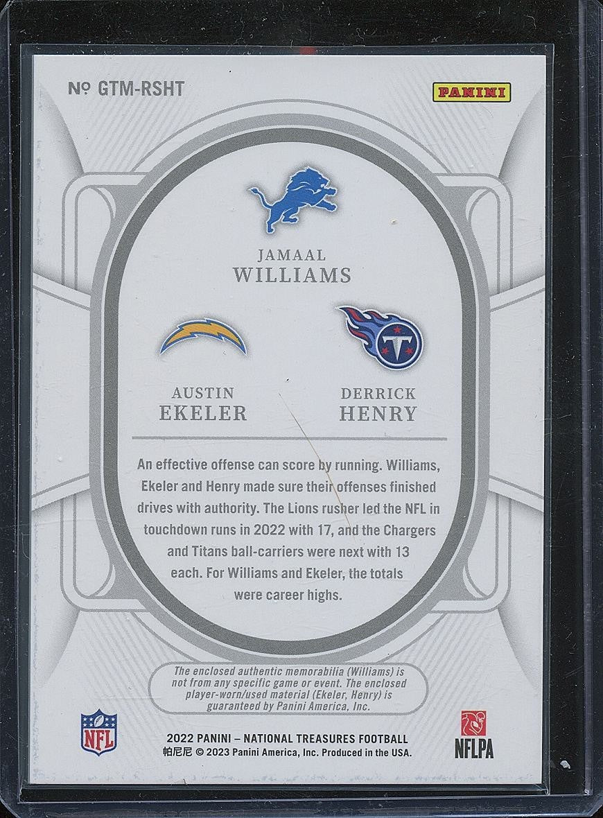 Derrick Henry / Ekeler Jamaal Williams 2022 National Treasures Triple Patch 6/25