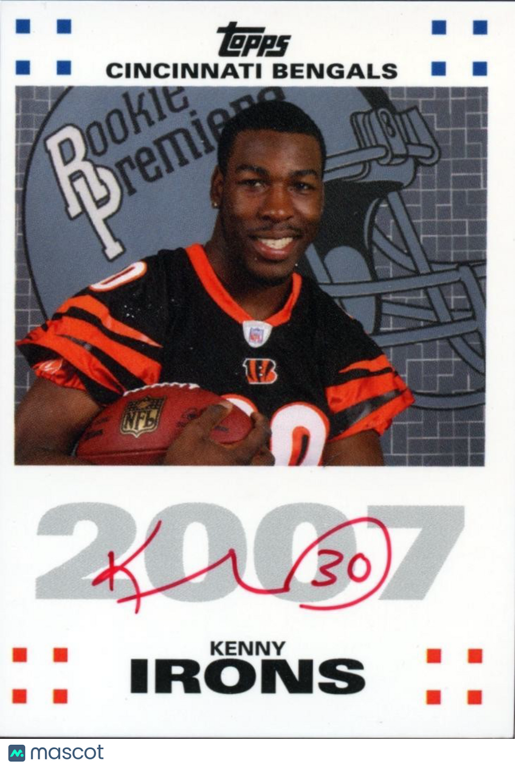 Kenny Irons 2007 Topps Red Zone Red Ink Auto Autograph SSP RC Cincinnati Bengals