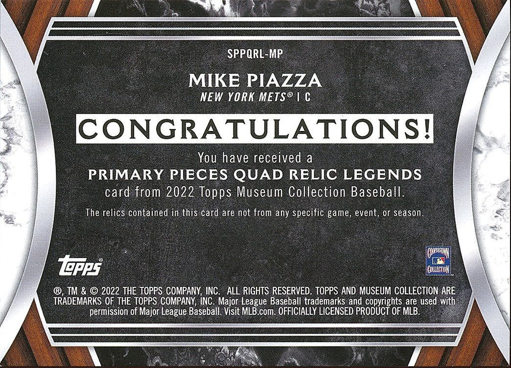 Mike Piazza 2022 Museum Collection Game Worn Jersey Patch New York Mets 16/25