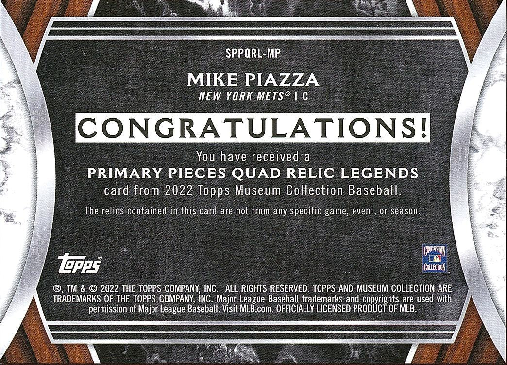 Mike Piazza 2022 Museum Collection Game Worn Jersey Patch New York Mets 16/25