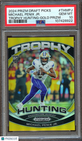 Michael Penix Jr. 2024 Prizm Draft Trophy Hunting GOLD RC Falcons 2/10 PSA 10