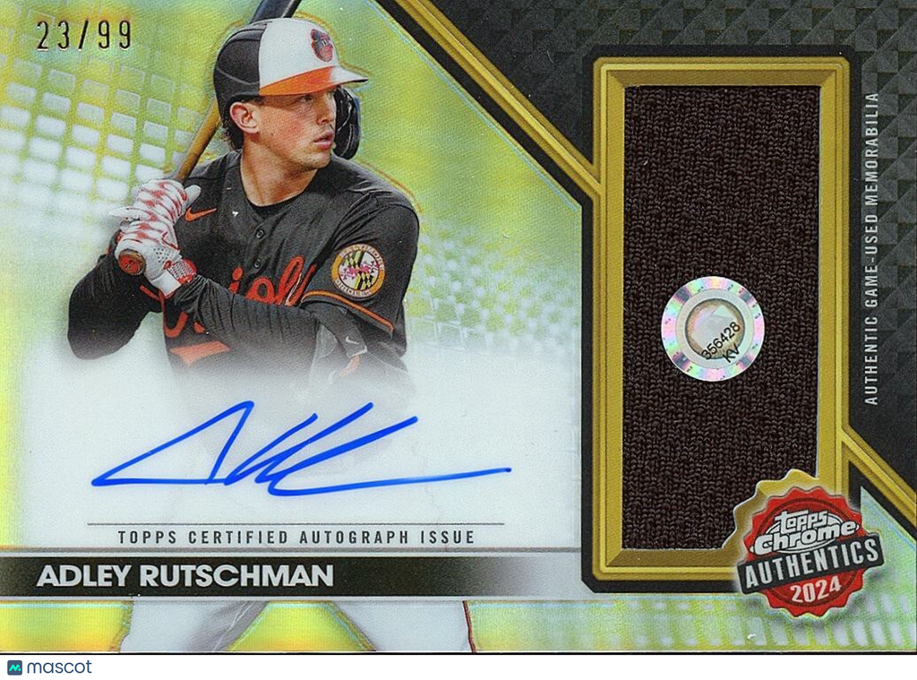 Adley Rutschman 2024 Topps Chrome Auto Autograph Patch Baltimore Orioles 23/99