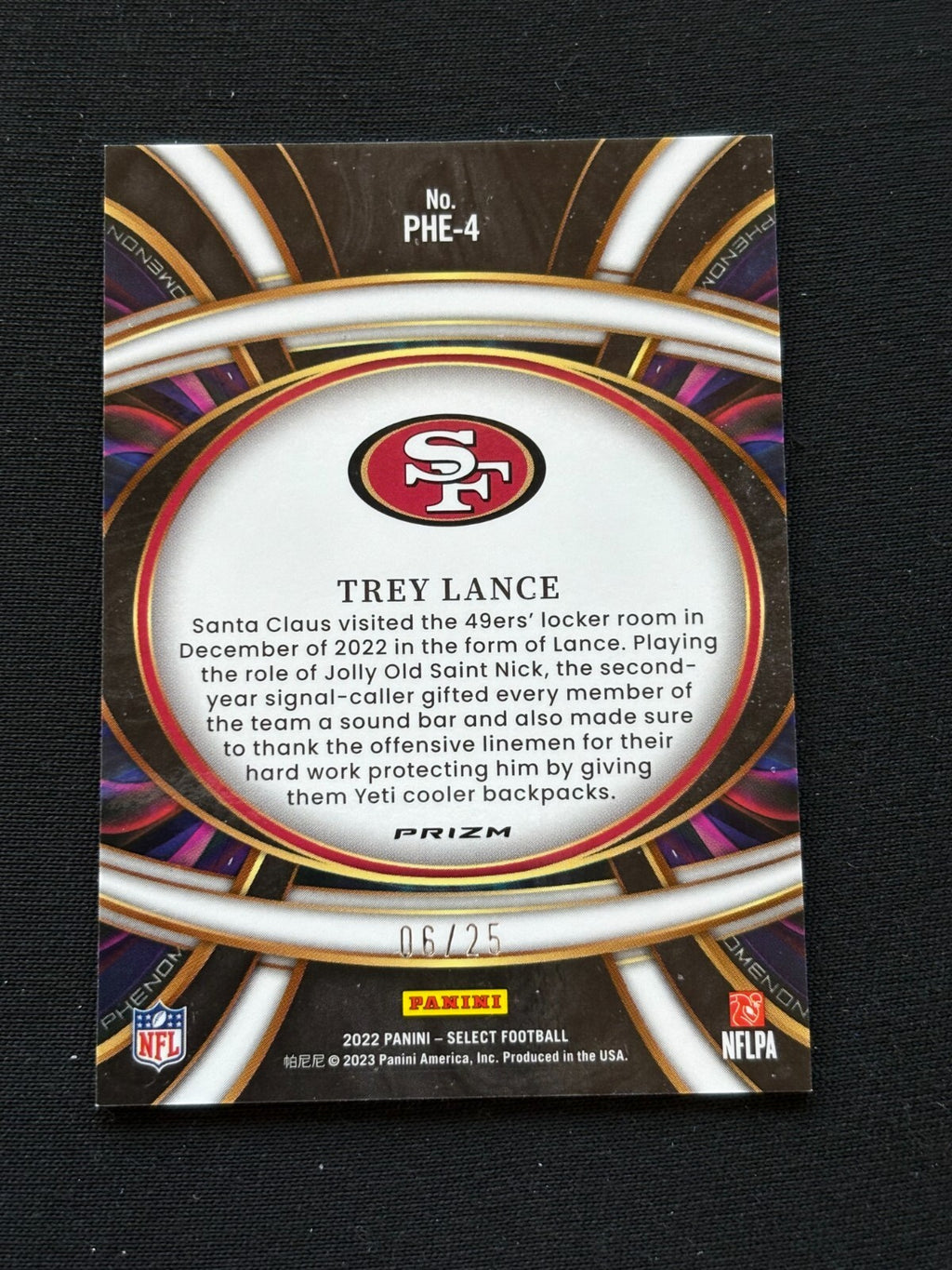 Trey Lance 2022 Select Phenomenon Tie-Dye Prizm San Francisco 49ers 6/25