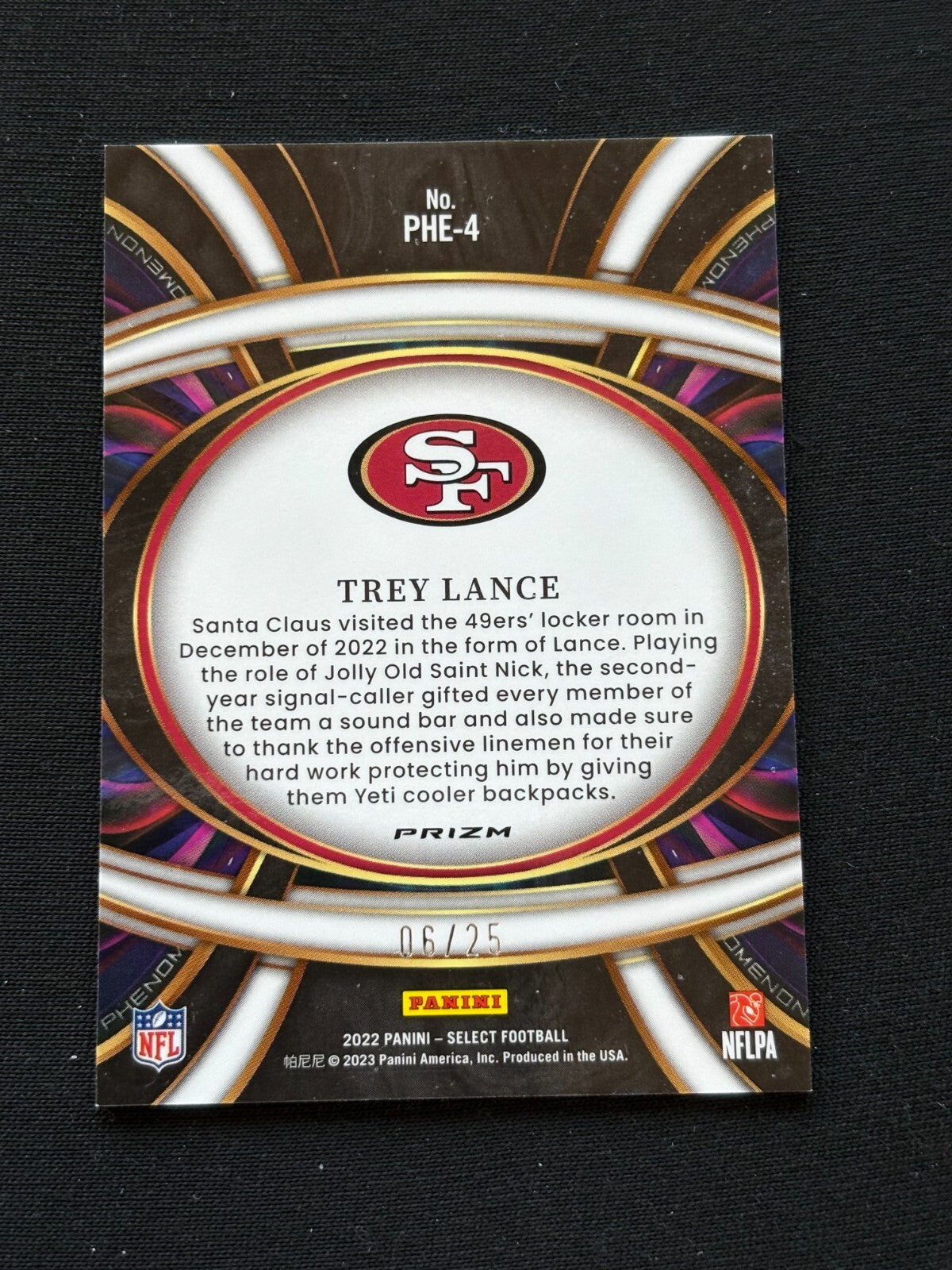 Trey Lance 2022 Select Phenomenon Tie-Dye Prizm San Francisco 49ers 6/25