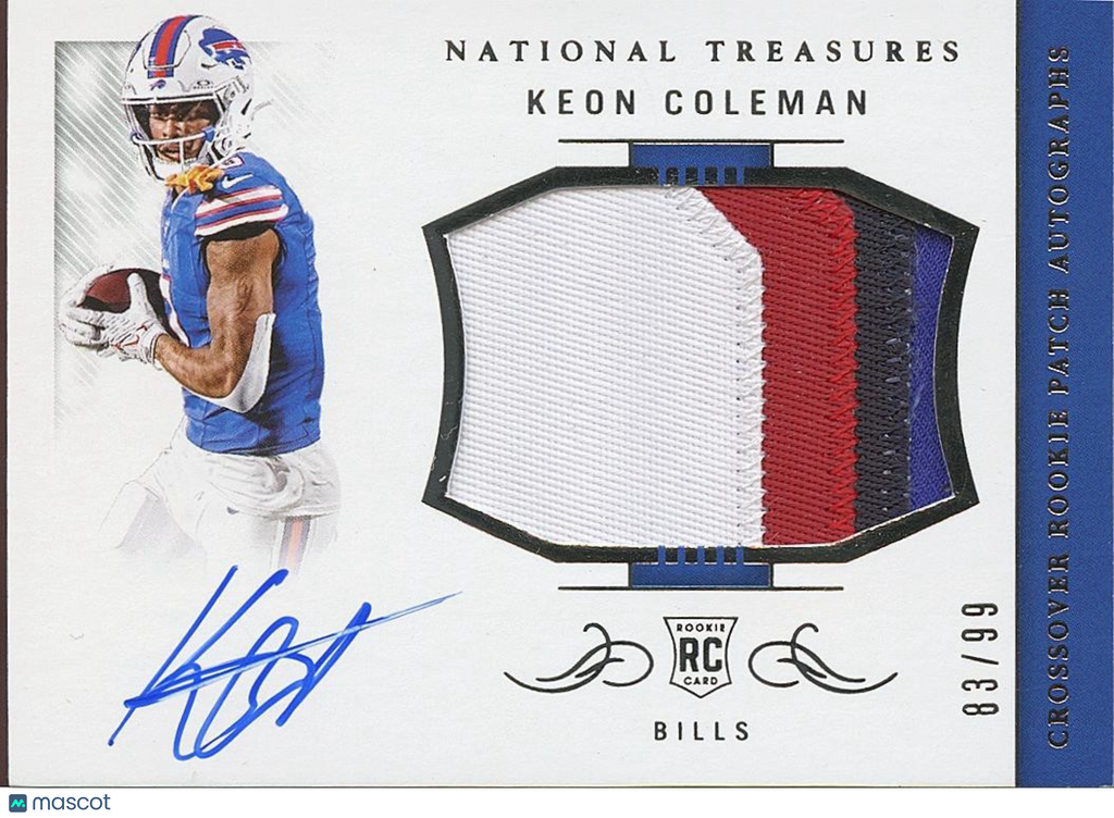 Keon Coleman 2024 National Treasures Auto Autograph Patch RC Buffalo Bills 83/99