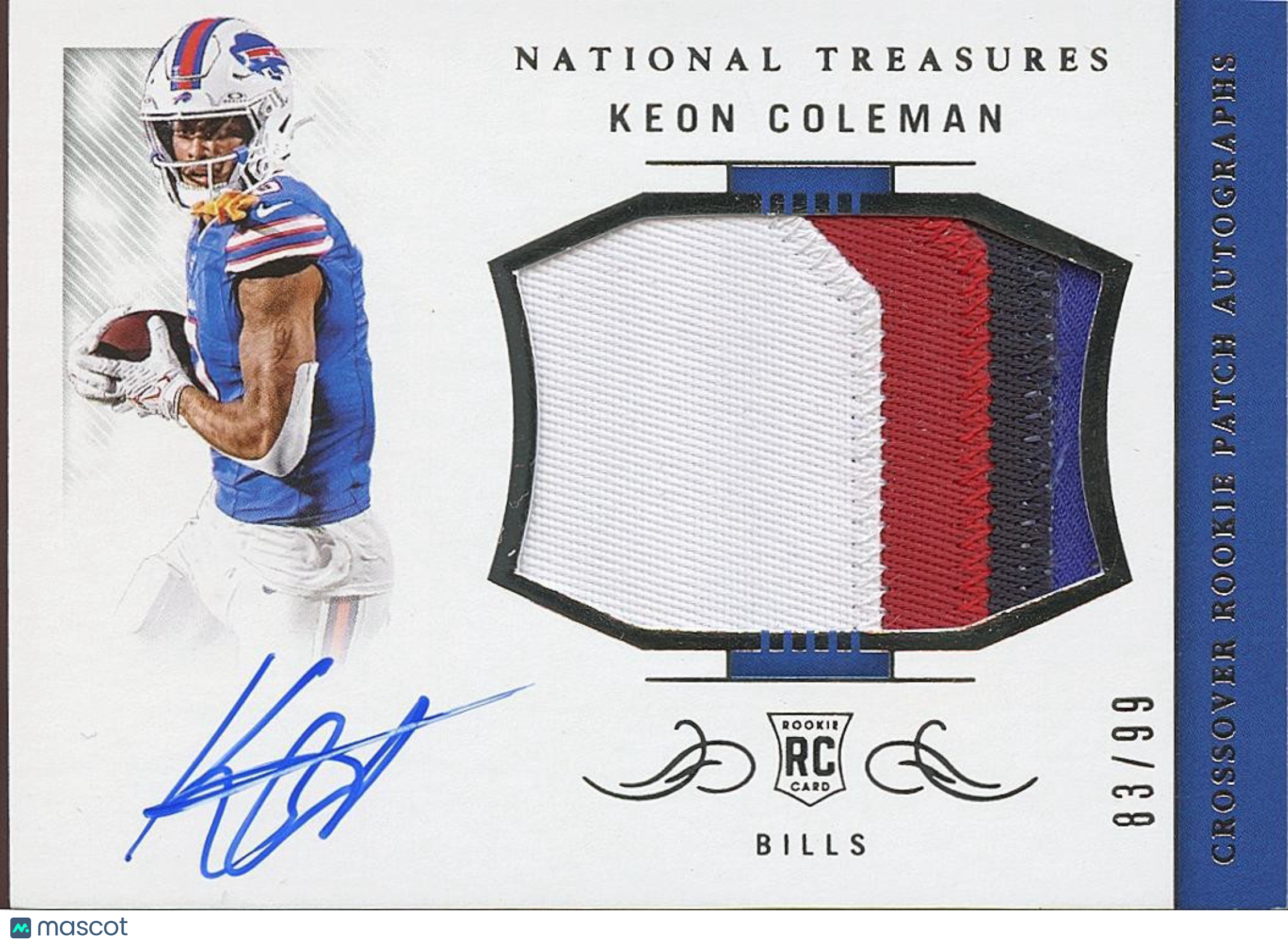 Keon Coleman 2024 National Treasures Auto Autograph Patch RC Buffalo Bills 83/99