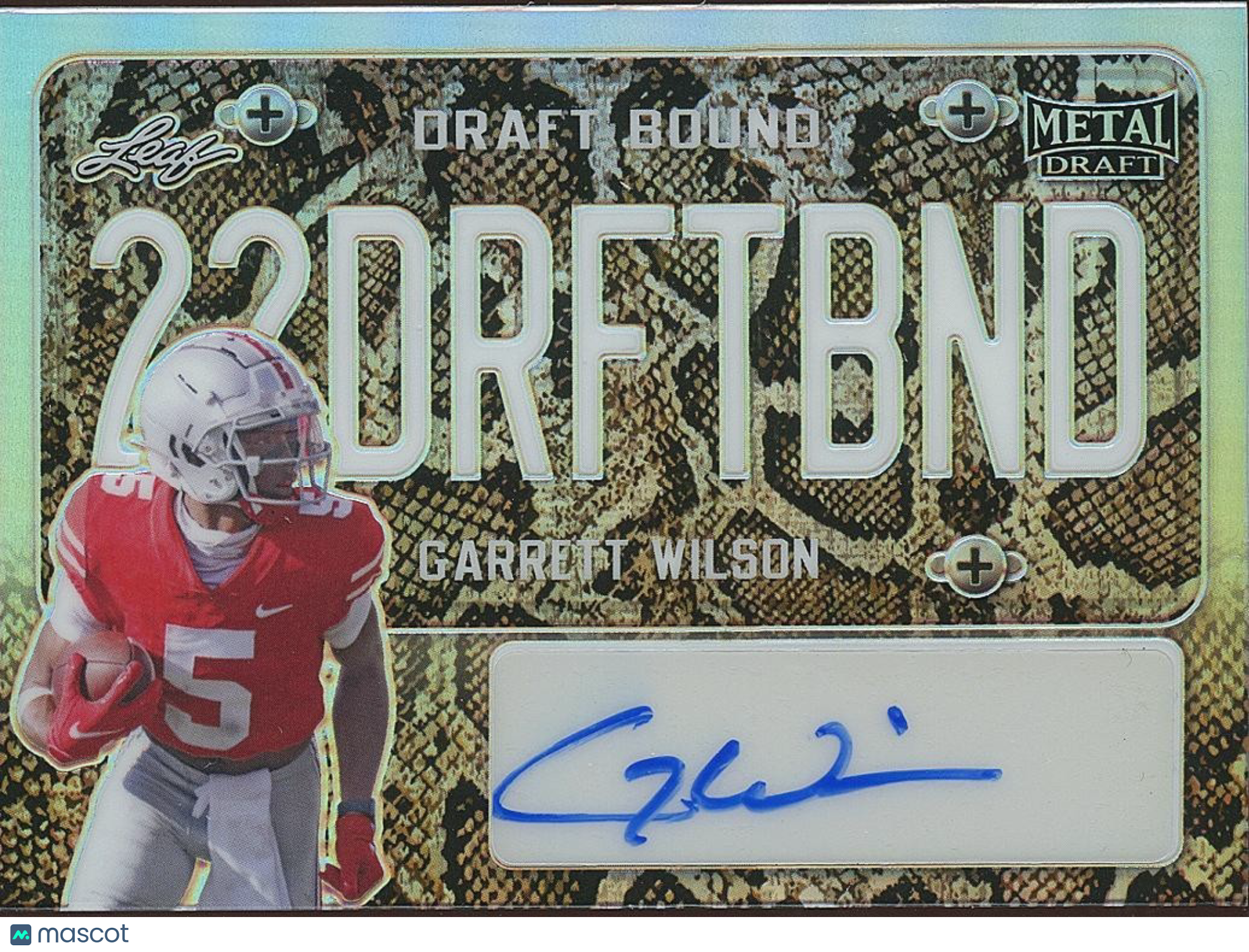 Garrett Wilson 2022 Leaf Metal Snakeskin Auto Autograph RC Ohio State Jets 3/5