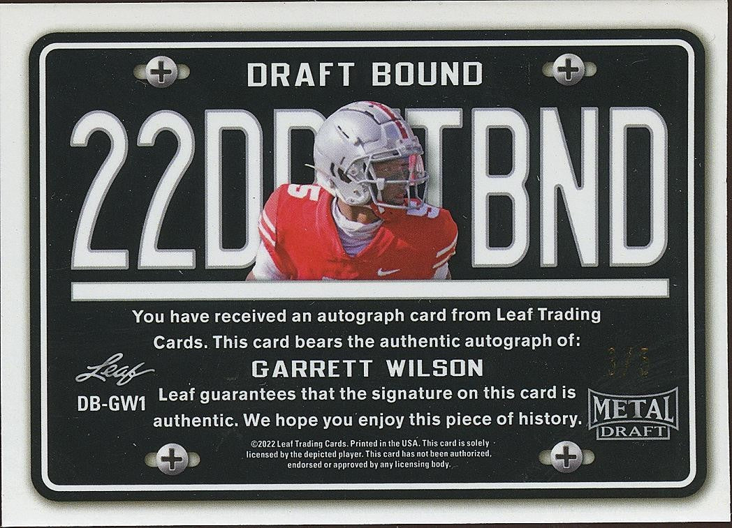 Garrett Wilson 2022 Leaf Metal Snakeskin Auto Autograph RC Ohio State Jets 3/5