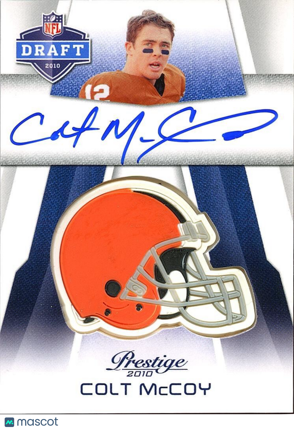 Colt Mccoy 2010 Prestige Helmet Patch Auto Autograph RC Texas Longhorns Browns