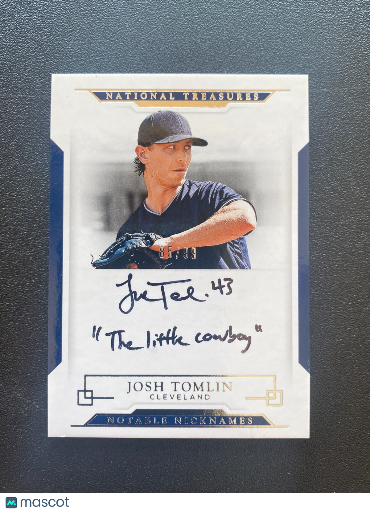 Josh Tomlin 2017 National Treasures Inscription Auto Autograph RC Indians 85/99