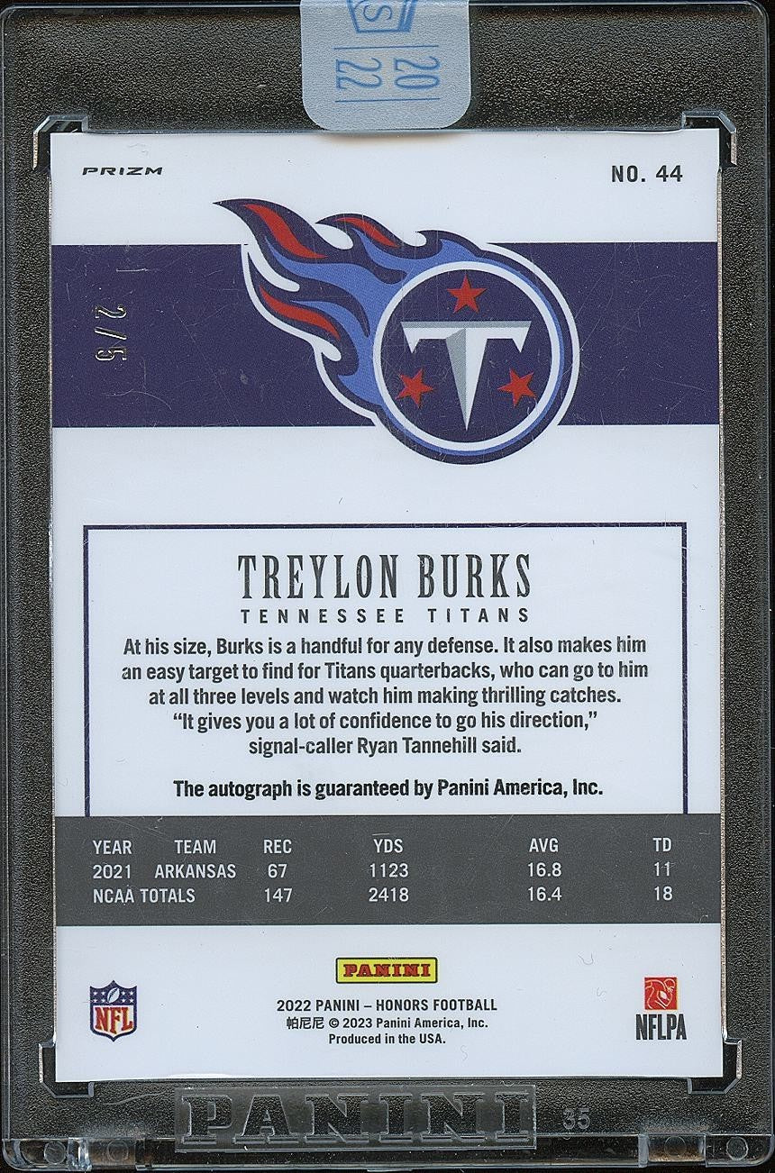 Treylon Burks 2022 Honors Auto Autograph SSP RC Rookie Tennessee Titans 2/5