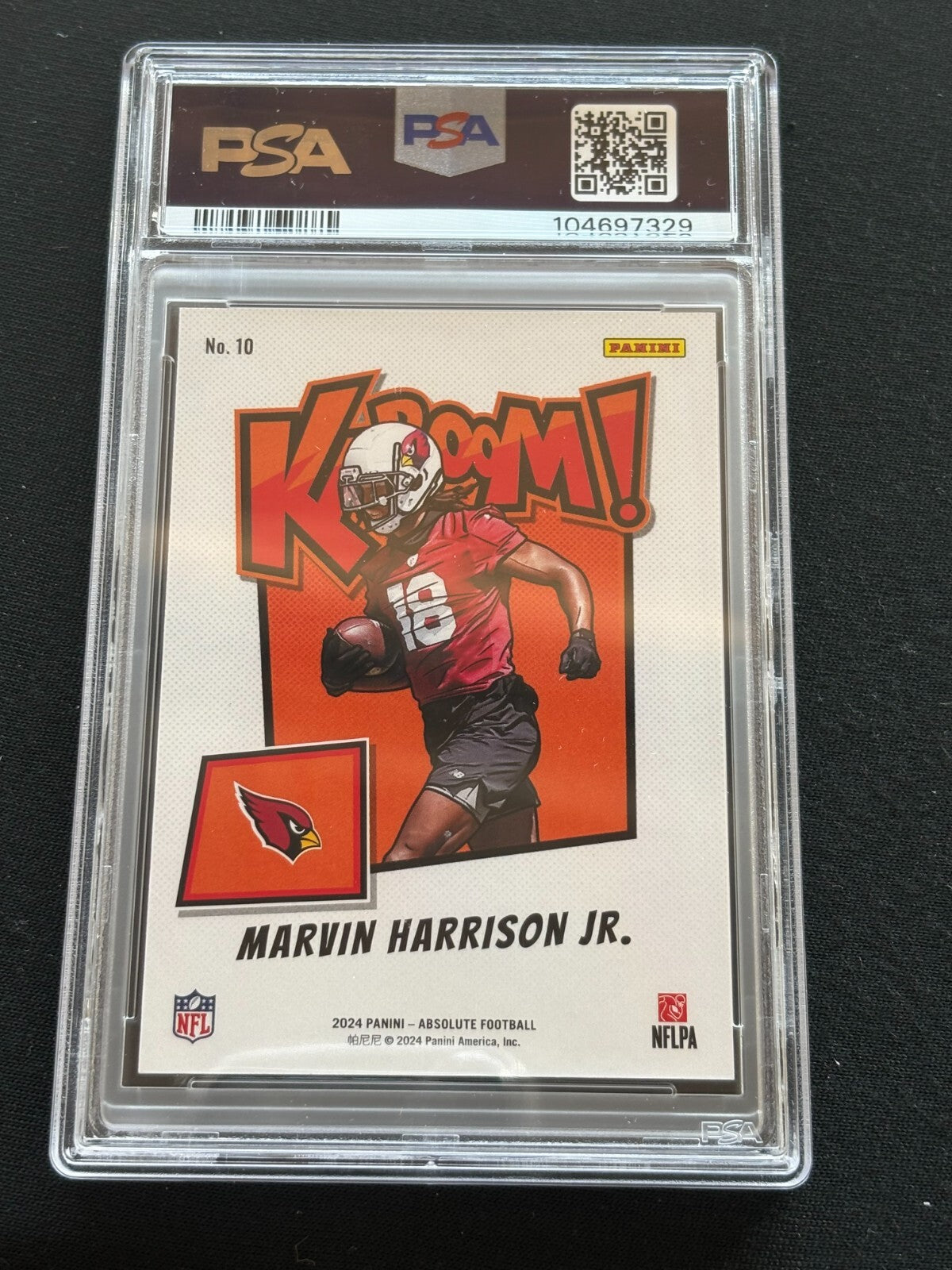 Marvin Harrison Jr. 2024 Absolute KABOOM! CASE HIT SSP Rookie Cardinals PSA 10