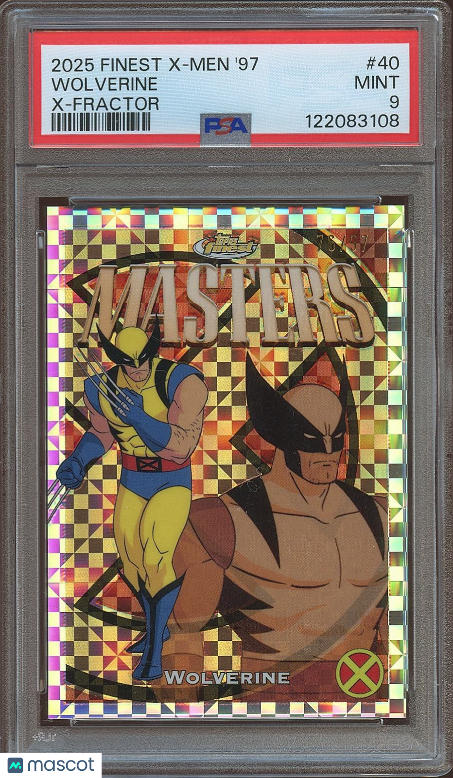 Wolverine 2025 Topps Finest Masters X-Fractor X-Men '97 76/97 #40 PSA 9