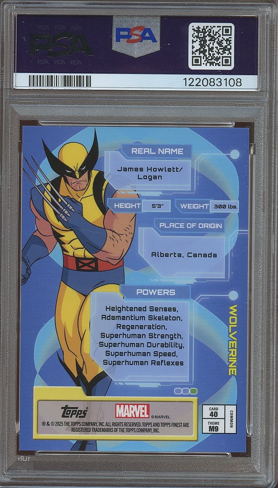 Wolverine 2025 Topps Finest Masters X-Fractor X-Men '97 76/97 #40 PSA 9
