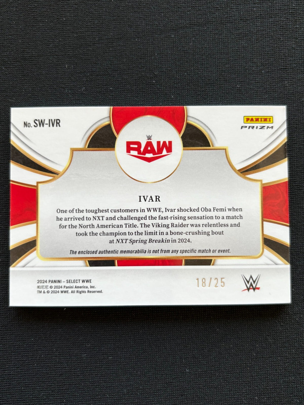 Ivar 2024 Select Tie-Dye 2 Color Prizm Patch WWE Wrestling 18/25