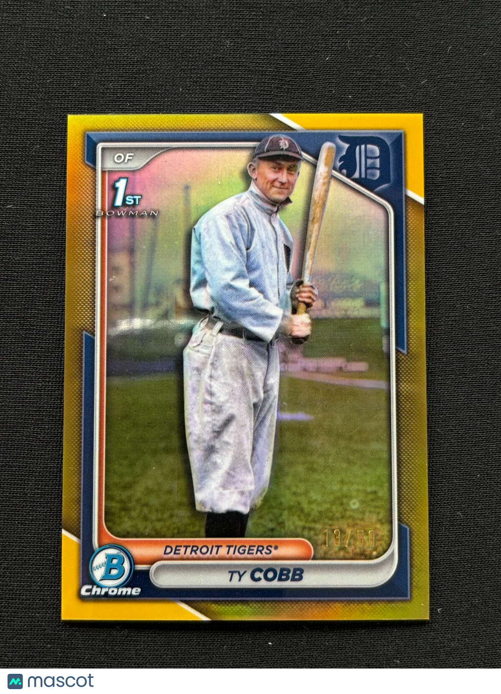 Ty Cobb 2024 Bowman Chrome 1st Gold Refractor RC Rookie Detroit Tigers 13/50