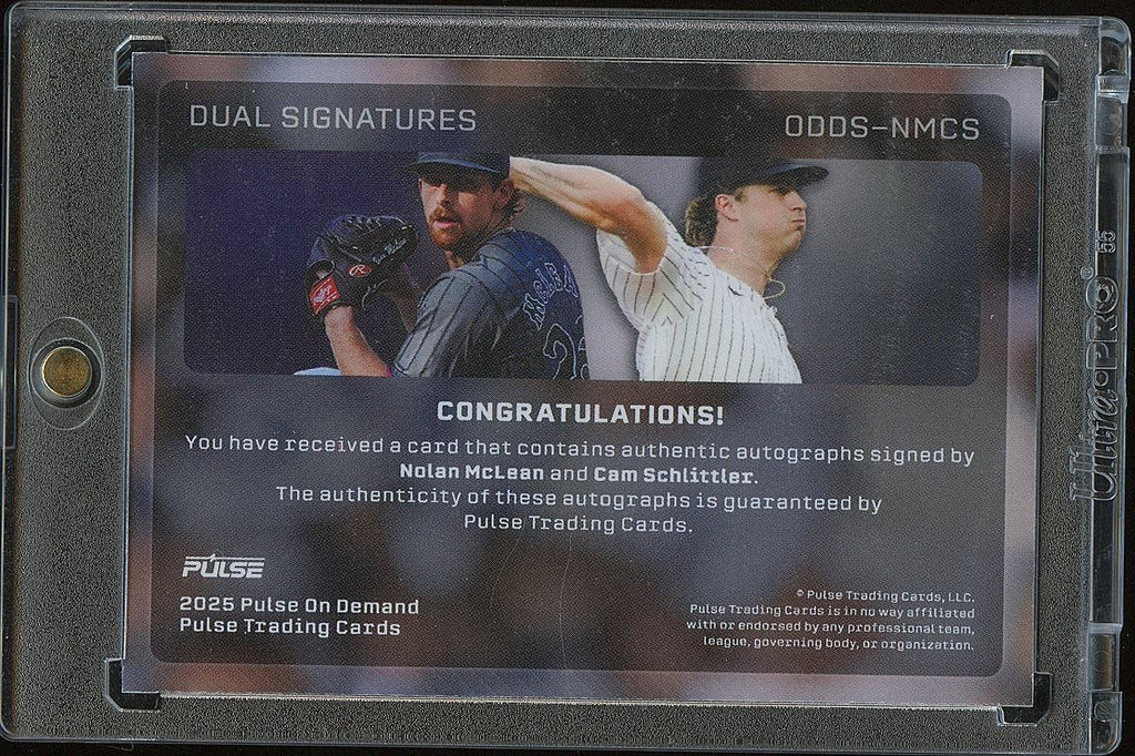 Cam Schlittler / Nolan MClean 2025 Pulse On Auto Autograph RC Yankees 21/25