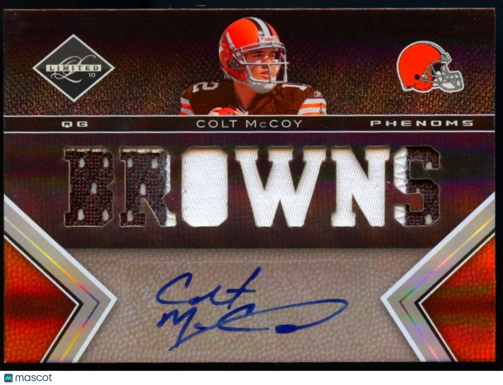 Colt Mccoy 2010 Limited Auto Autograph Patch Rookie Browns Texas Longhorns /199