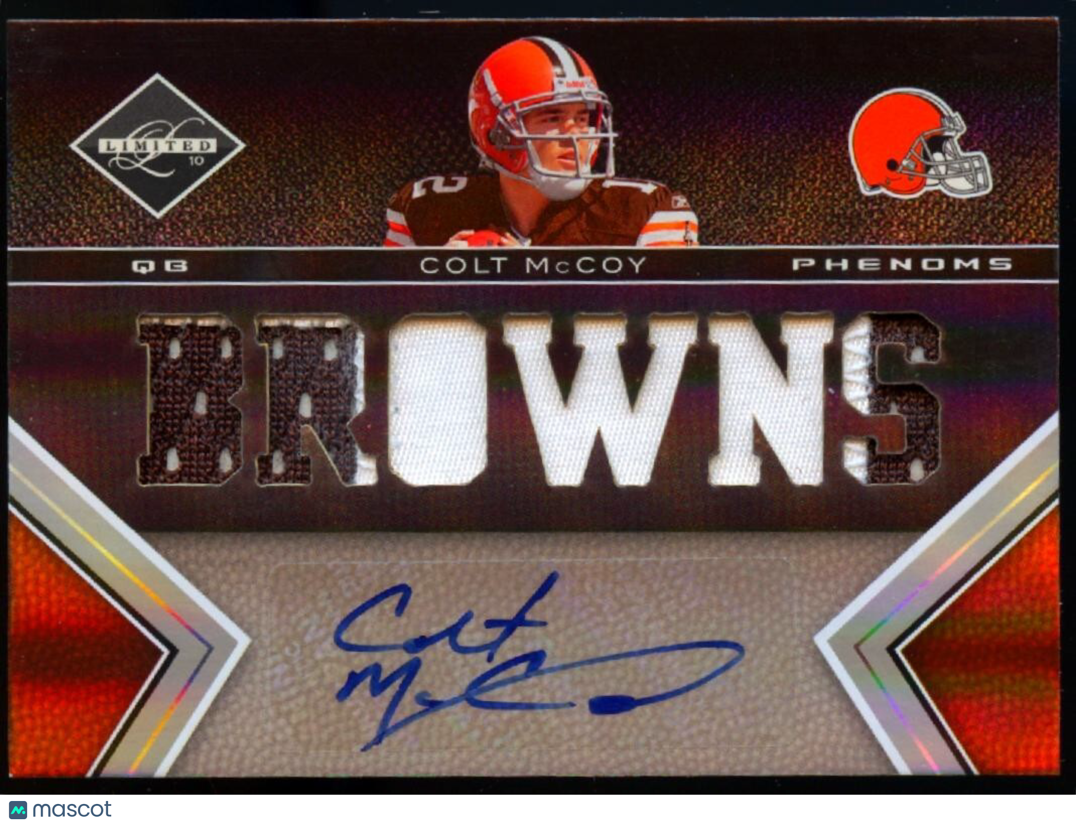 Colt Mccoy 2010 Limited Auto Autograph Patch Rookie Browns Texas Longhorns /199