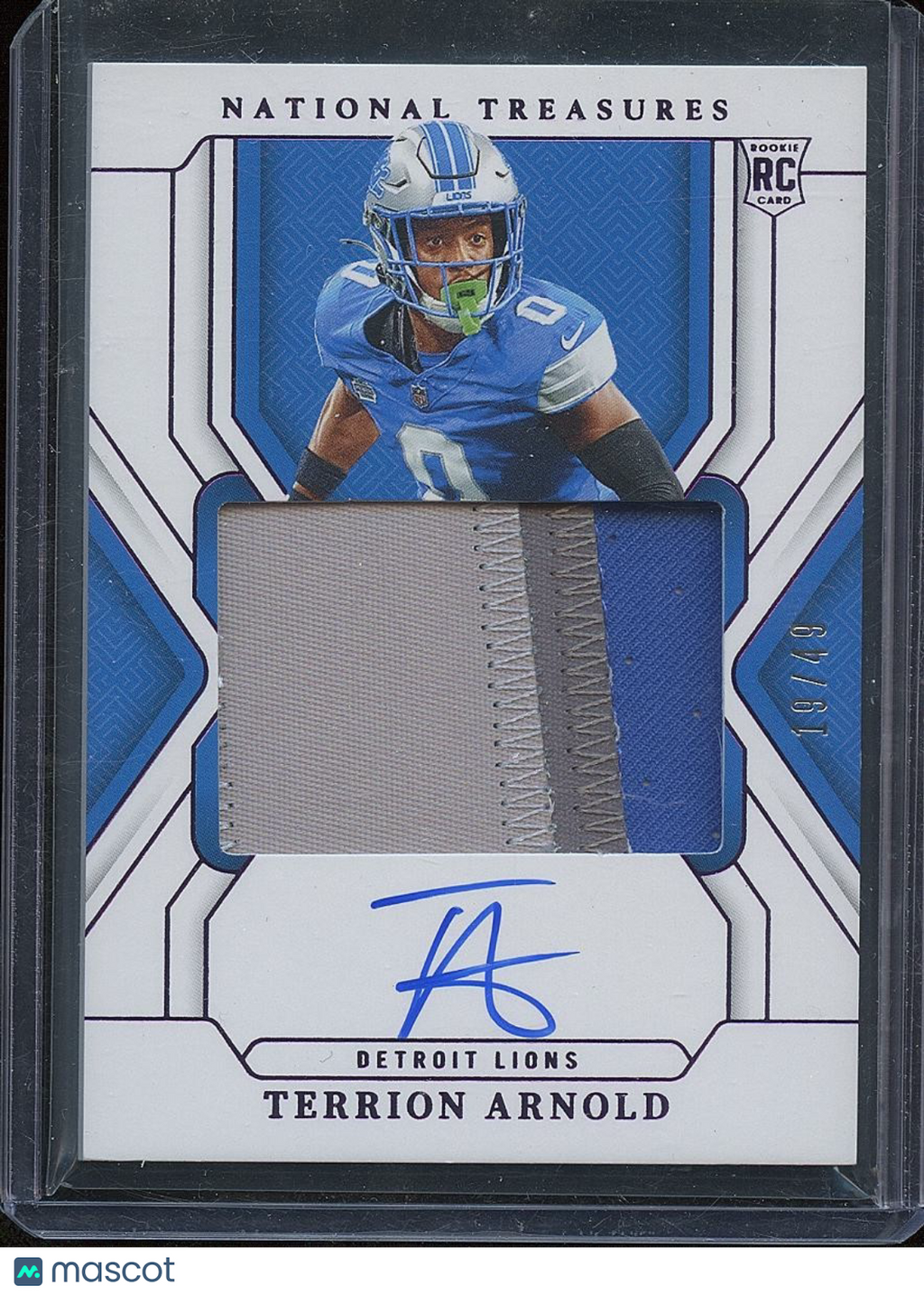 Terrion Arnold 2024 National Treasures Auto Autograph Patch RC Lions 19/49