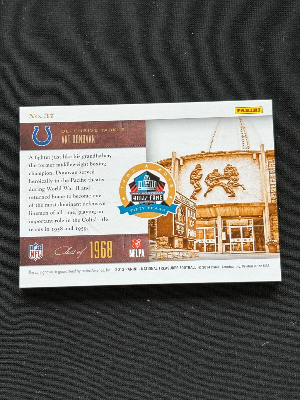Art Donovan 2013 National Treasures Cut Auto Autograph HOF Baltimore Colts 45/50
