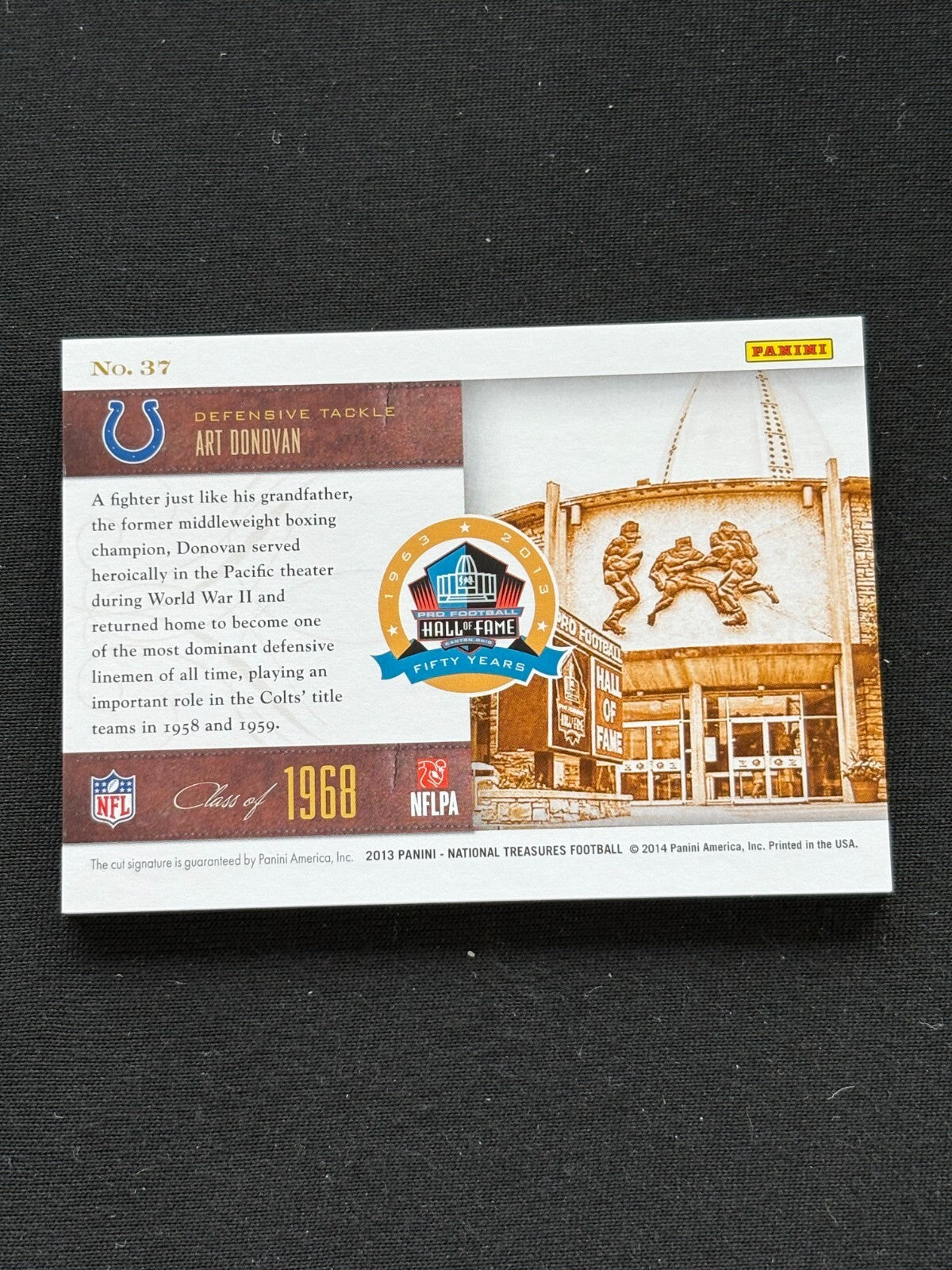 Art Donovan 2013 National Treasures Cut Auto Autograph HOF Baltimore Colts 45/50
