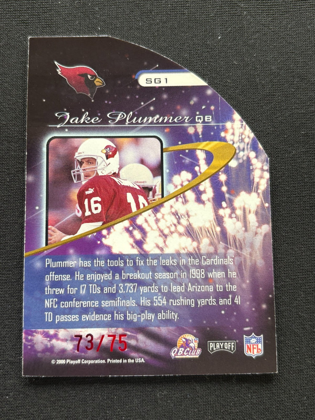 Jake Plummer 2000 Playoff Momentum Stargazing RED Arizona Cardinals 73/75