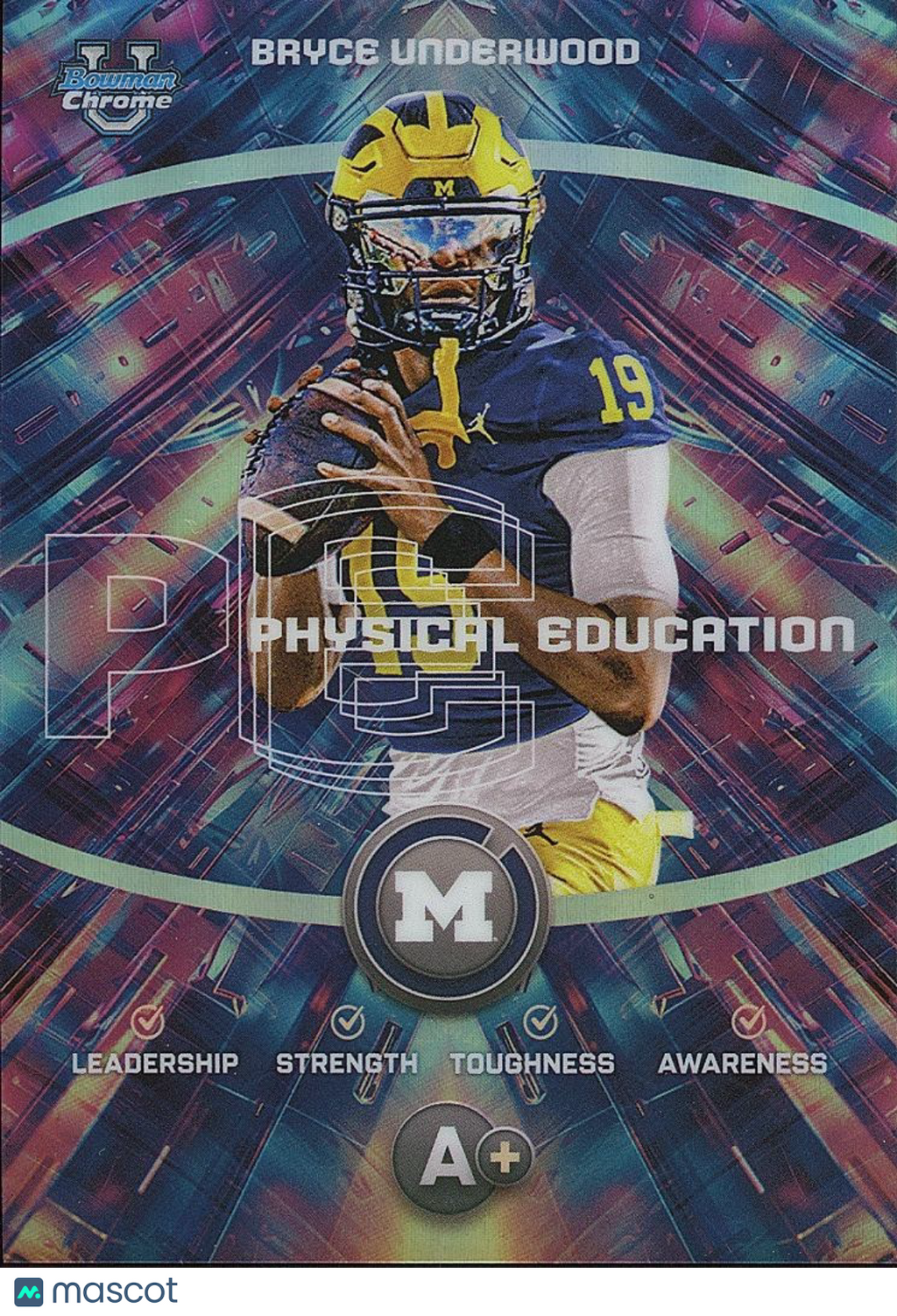 Bryce Underwood 2025 Bowman Chrome Physical Education SSP CASE HIT RC Michigan