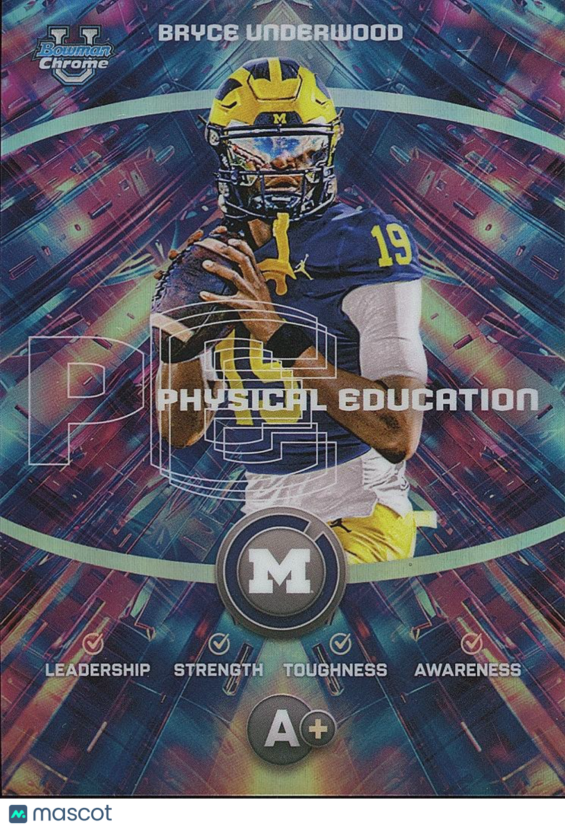 Bryce Underwood 2025 Bowman Chrome Physical Education SSP CASE HIT RC Michigan