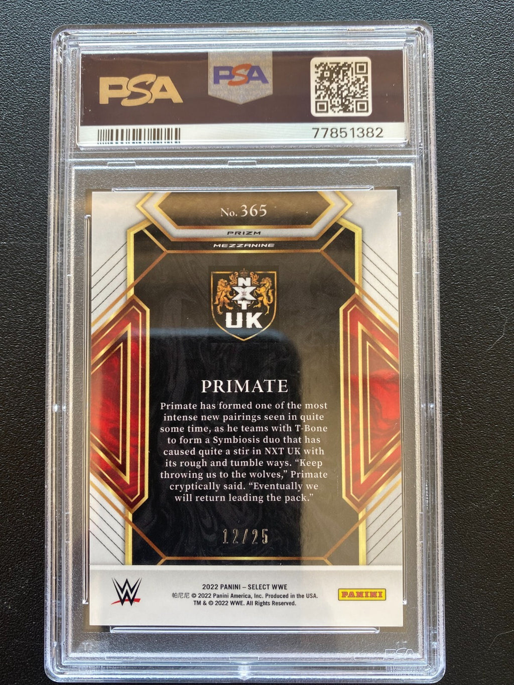 Primate 2022 Select Mezzanine Tie-Dye Prizm RC Rookie 12/25 WWE Wrestling PSA 10