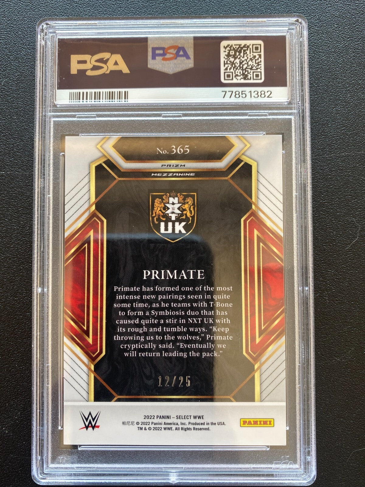 Primate 2022 Select Mezzanine Tie-Dye Prizm RC Rookie 12/25 WWE Wrestling PSA 10