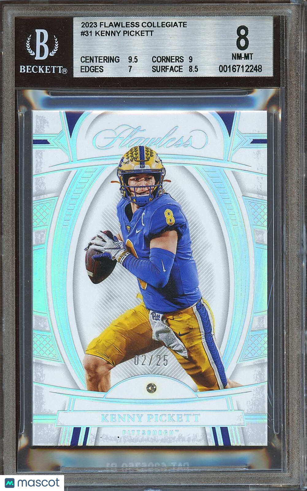Kenny Pickett 2023 Flawless Diamond Gem Pitt Pittsburgh Steelers 2/25 BGS 8