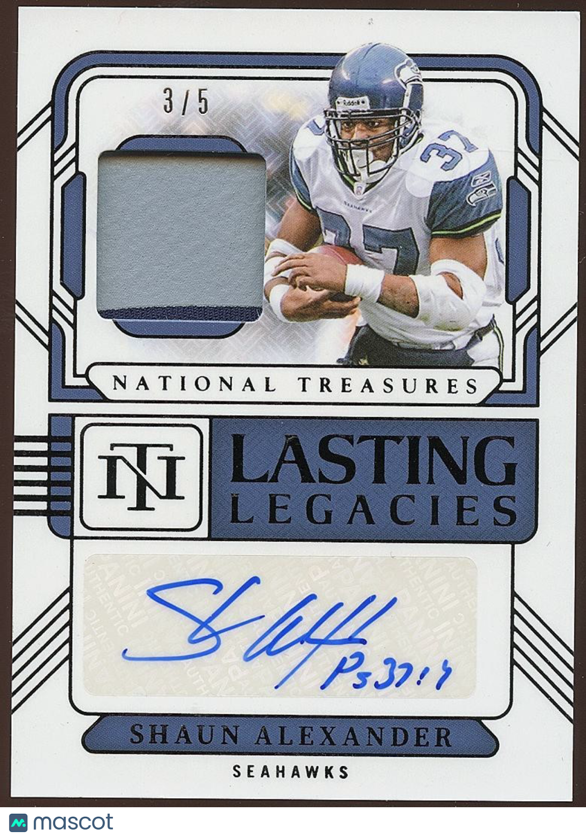Shaun Alexander 2024 National Treasures Auto Autograph SSP Patch Seahawks 3/5