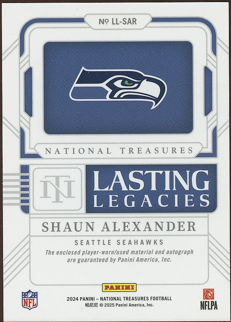 Shaun Alexander 2024 National Treasures Auto Autograph SSP Patch Seahawks 3/5