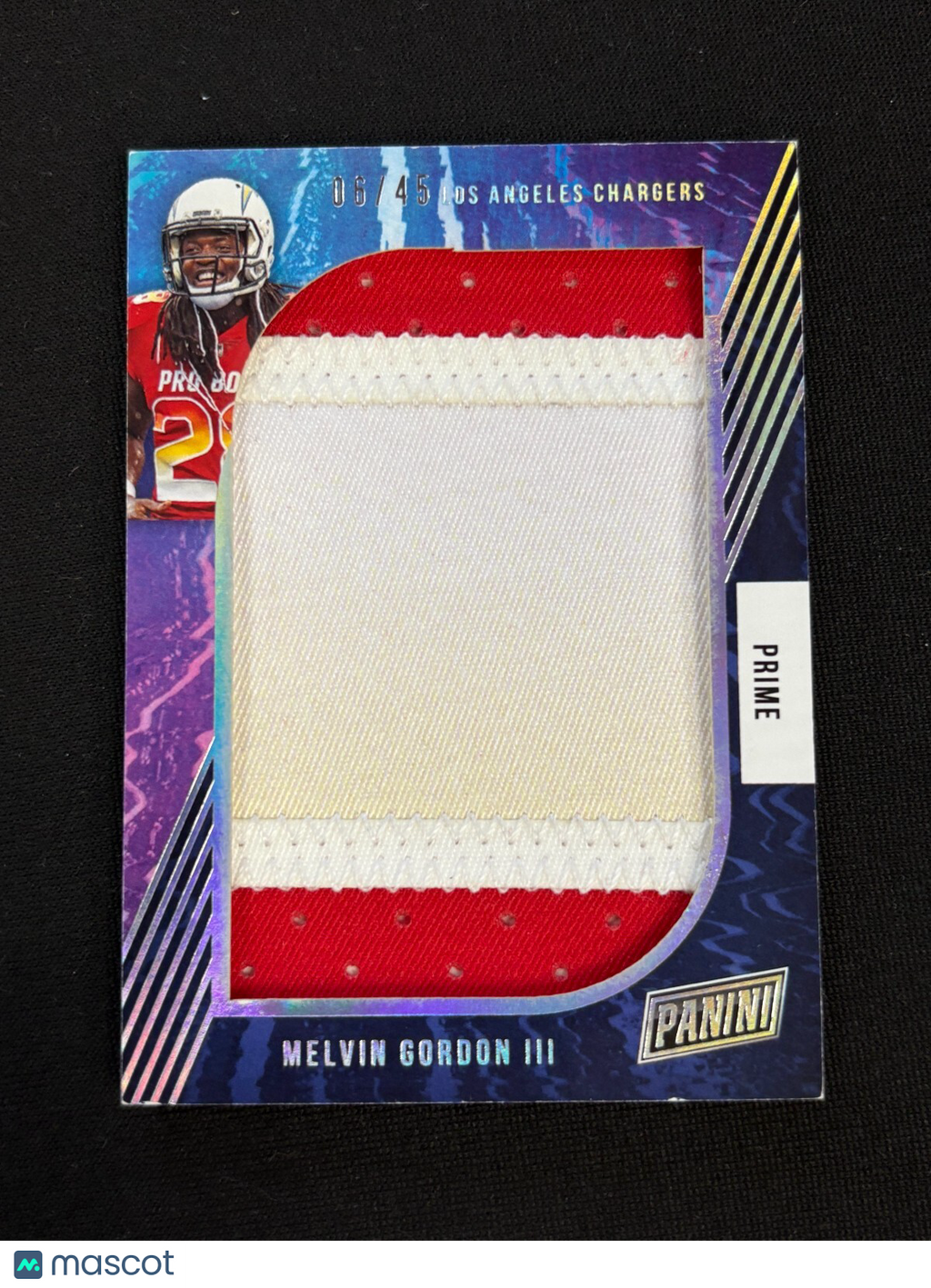 Melvin Gordon 2020 Panini Pro Bowl Prime Jumbo Patch Los Angeles Chargers 6/45