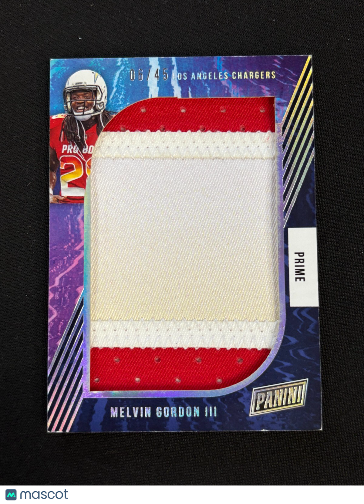Melvin Gordon 2020 Panini Pro Bowl Prime Jumbo Patch Los Angeles Chargers 6/45